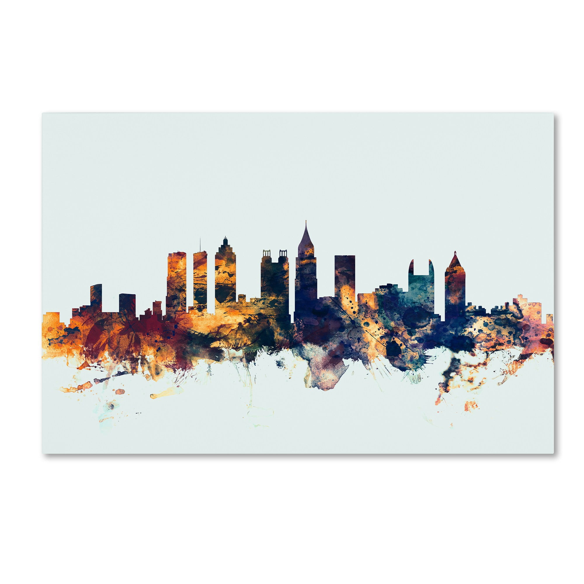 Trademark Fine Art "Atlanta Georgia Skyline Blue" Canvas Art by Michael Tompsett