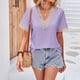 thumbnail image 4 of Gibobby Playera de Verano para Mujer Tops para mujer Casual Summer Lace V Neck Puff Sleeve Camisetas y blusas Fashion Eyelet(Morado,G), 4 of 5