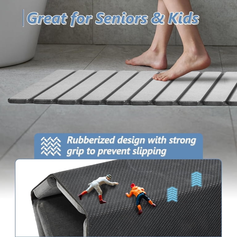 2-Pack Stone Bath Mat - 23x15 Inch Quick Drying Diatomite Mat For Bathroom, Kitchen, Dark Gray