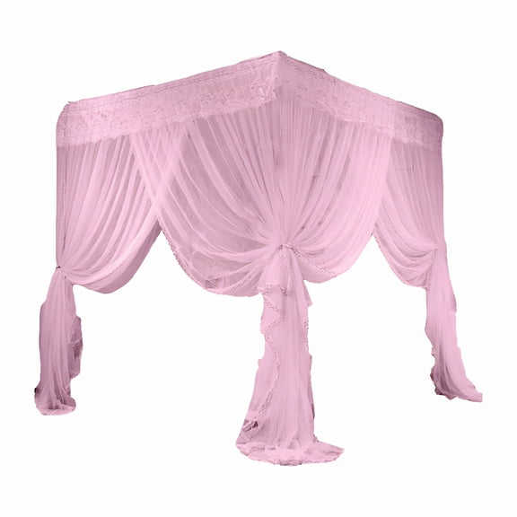 AUQ Elegant Curtain Net Bed Canopy Lace Princess Canopies Netting Elegant Lace Canopy Net No Frame Required for Easy Setup Fit for Twin Full Queen and Beds Enhance Your Bedroom