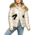 thumbnail image 2 of AUNVITO Women's Winter Down Jacket Imitation Raccoon Collar Belted Short Coat Casual and Fashionable Winter Style, 2 of 8