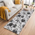 thumbnail image 2 of Gray Floral Washable Runner Rugs 2'x6', Vintage Black Flower Botanical Leaves Low Pile Throw Entryway Rug Non-Slip Sturdy Edge Binding Carpet for Indoor Bedside Entrance Bedside, 2 of 9