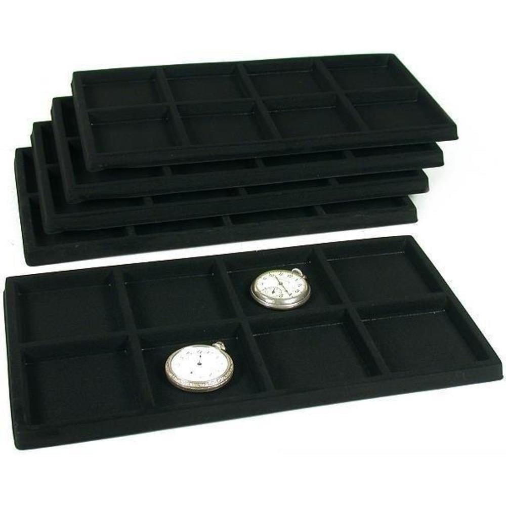 FindingKing 5 Black 8 Slot Pocket Watch Jewelry Display Case Tray