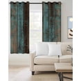 thumbnail image 2 of Teal Wood Grain Blackout Curtains 54 Inches Long, Gradient Farm Old Wooden Board Vintage Thermal Insulated Black Out Curtains, Darkening Window Curtain Drapes for Bedroom Living Room 45"x54" 2 Panels, 2 of 8