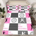 thumbnail image 2 of Homewish Eat Sleep Volleyball Twin Sheet Sets 3pcs for Female Men Adults,Geometric Plaid Grid Twin Fitted Sheet Microfiber,Sport Theme Breathable Flat Sheet,Luxury Bedroom Decor, 2 of 7