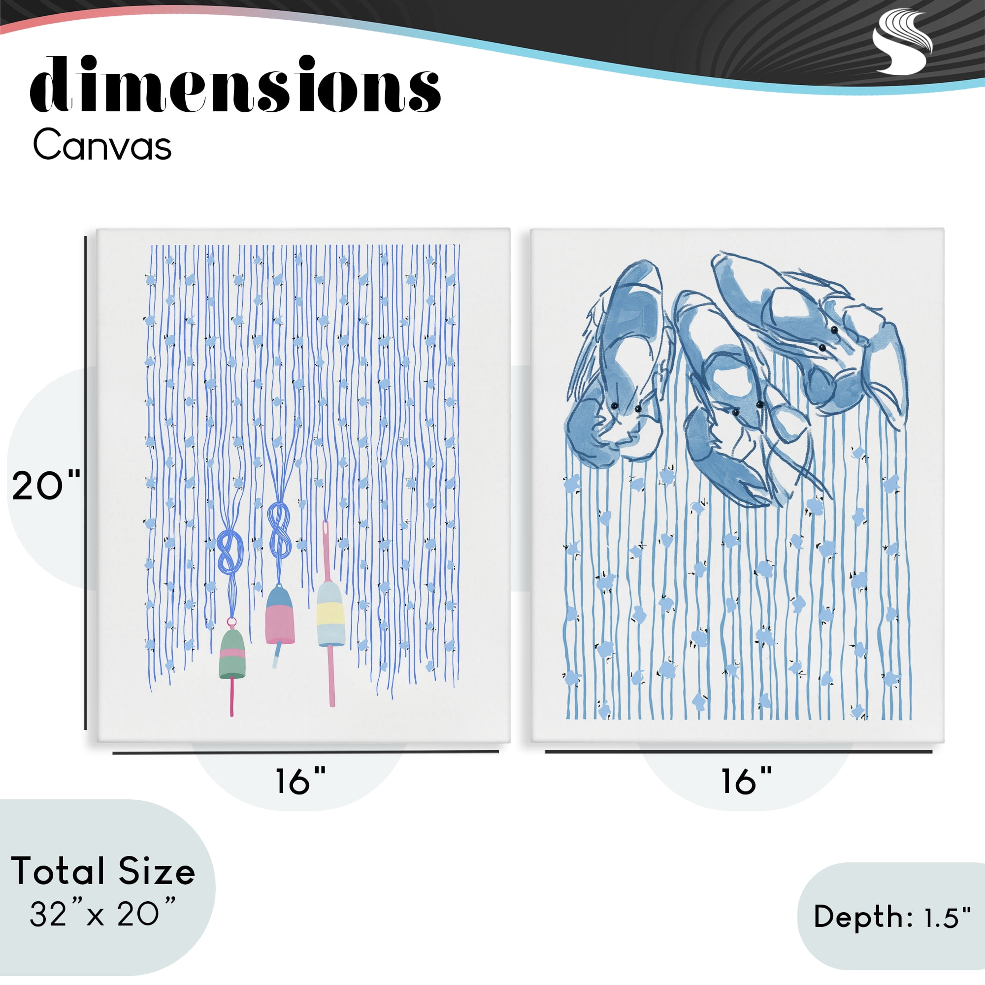 Stupell Industries Nautical Buoys & Lobsters 2 Piece Canvas Wall Art Set, design by Melissa Tilley
