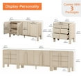thumbnail image 3 of 3-Piece Sideboard Buffet with Storage, Mid-Century Modern 126" Wood Credenza with Doors and Adjustable Shelves for Kitchen，Living Room, 3 of 9