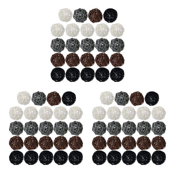 Toystoory 15/24 bolas de mimbre de 5 cm para boda, fiesta de Navidad, negro, gris, blanco, 24 Type1 NO1
