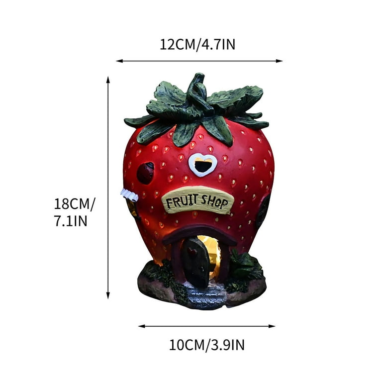 Garden Strawberry Statue Outdoor Decorations, Solar Garden Resin