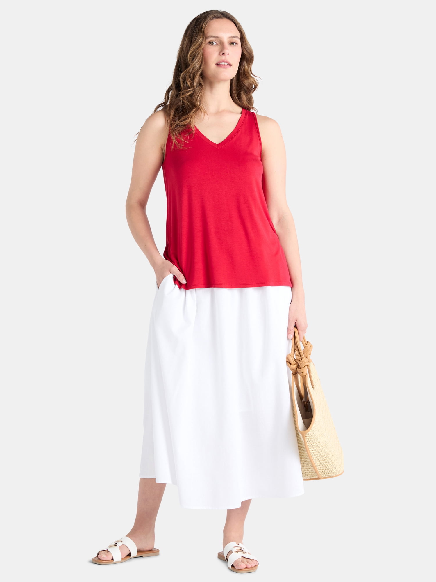 Time and Tru Women's High Low Tank Top, Sizes XS-XXXL