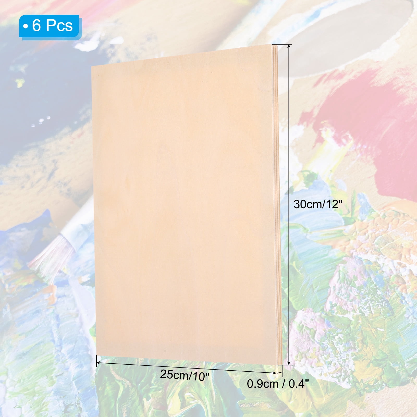 Uxcell 12 x 10 Inch Wood Panel Board, Unfinished Wood Canvas Square Wooden Deep Cradle Board for Painting Pouring 6 Pack