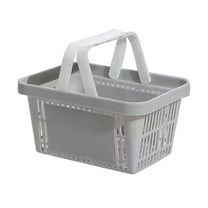 Plastic Shopping Basket, Market Grocery Basket, Foldable Handle Storage Basket with Ventilated Hollow Design, Durable Lightweight Plastic, Large Capacity 5.7L, Multipurpose Retail Basket
