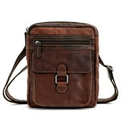 Jack Georges Voyager Hand-Stained Buffalo Leather Cross Body #7204 (Brown)