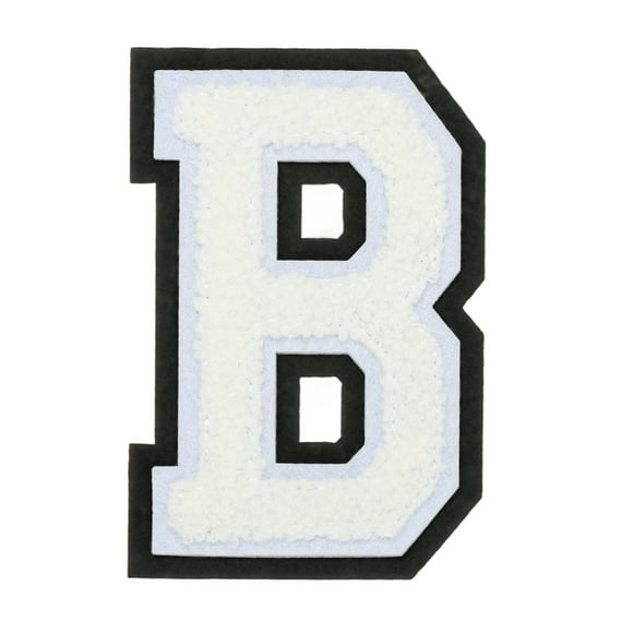 Parches de letras de chenille de 4", parches de iniciales de chenille blanca A-Z (letra B)