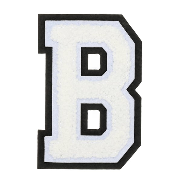 Parches de letras de chenille de 4", parches de iniciales de chenille blanca A-Z (letra B)