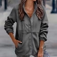 thumbnail image 5 of Juebong Womens Coat Casual Snap Button Fleece Jacket Long Sleeve Oversized Fuzzy Outerwear Warm Winter Outwear with Pockets Gray,M, 5 of 8