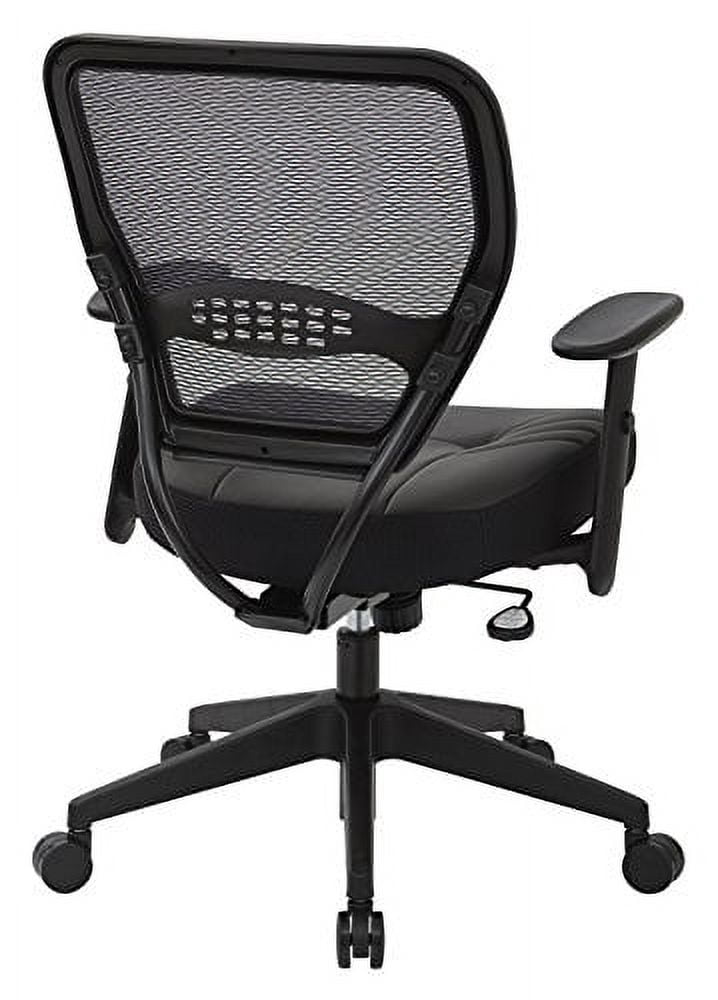 Managerial Chair Desk Chair, Adjustable Arms, 19" to 25" Height, Leather, Black 5700E