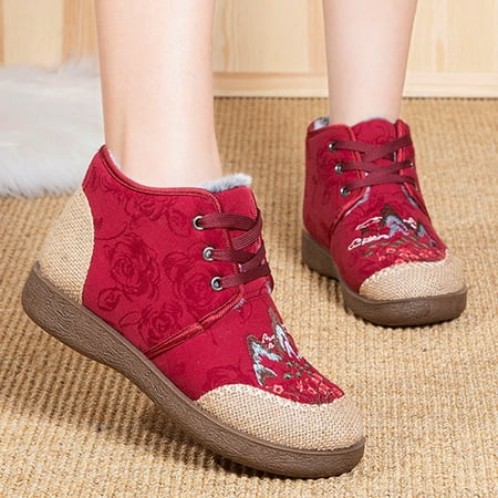 

Gubotare Womens Winter Boots Women s Waterproof Plush Chelsea Bootie Chelsea Boot Red 7.5