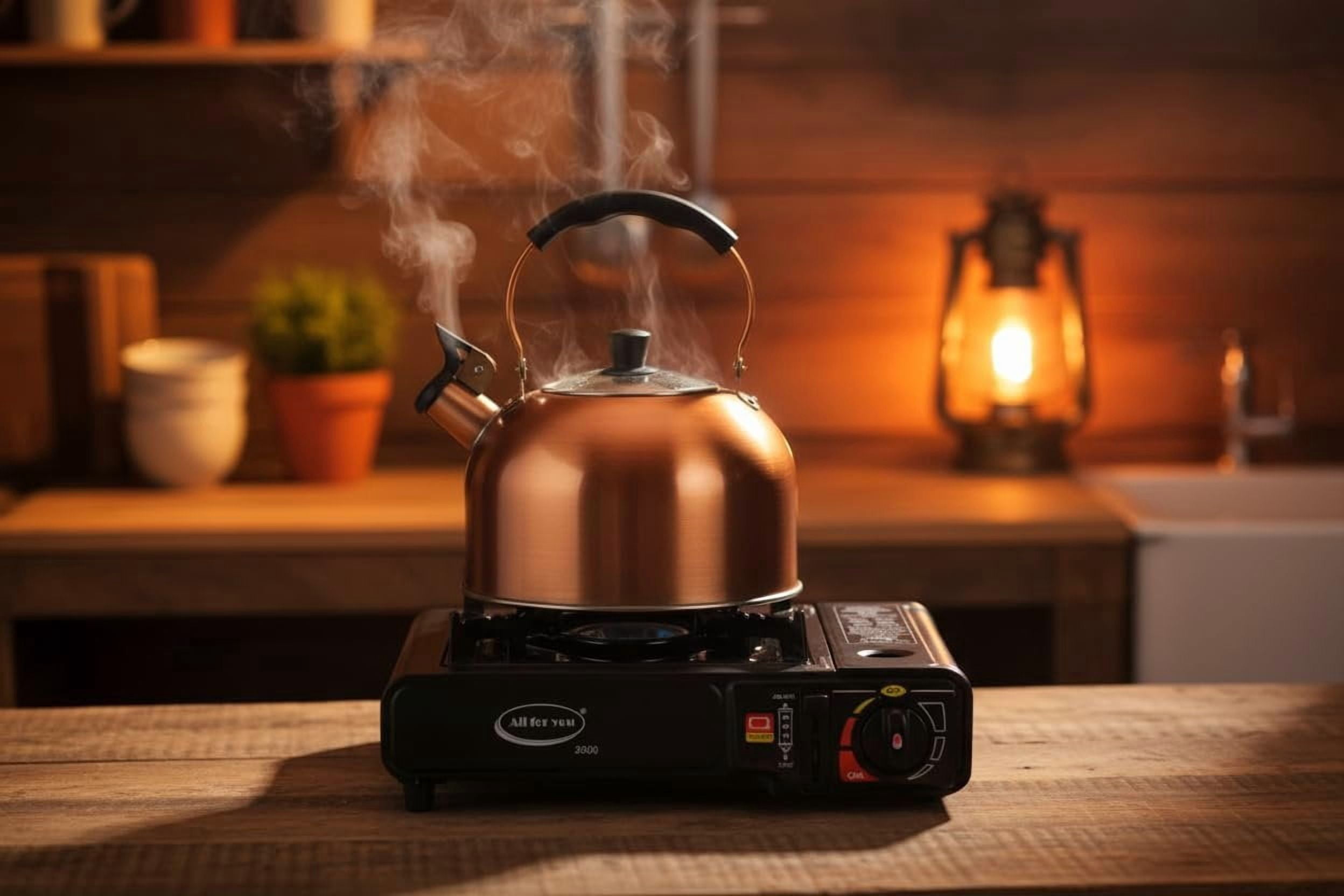 J&V TEXTILES Portable Gas Stove, Single Burner, Black, 2.2KW, CSA Certified, Temperature Control with Indicator Light, Easy to Clean, with Carrying Case