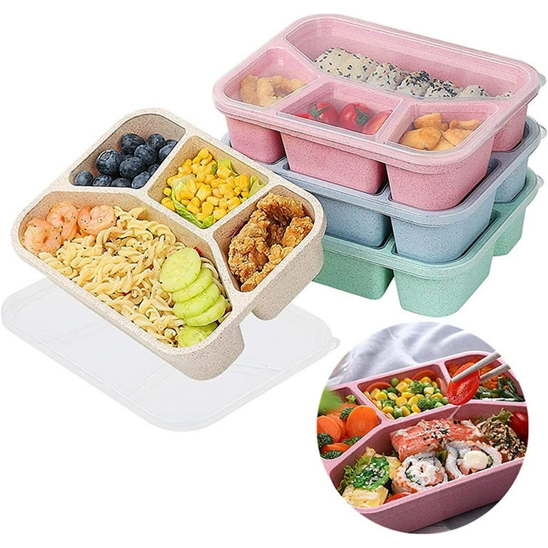 TRIANU Snack Container, Plastic Divided Snack Box, 4 Compartments Reusable  Meal Prep Lunch Containers for Kids Adults, Food Storage Containers for