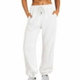 thumbnail image 2 of Summer Savings AKAFMK Plus Size Womens Casual Sweatpants,Women Sweatpants Baggy Loose Mid Rise Fleece Workout Active Long Jogger Sweat Pants with Pockets White XL, 2 of 5