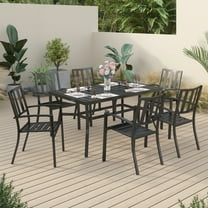 Sophia & William 7 Piece Outdoor Patio Dining Set Metal Stackable Chairs and Table Furniture Set
