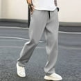 thumbnail image 2 of Clearance! ZVNAΖH Mens Solid Drawstring Slant Pocket Mid Waist Straight Leg Pants Casual Lightweight Sweatpants, 2 of 8