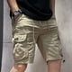 thumbnail image 2 of Pantalones cortos cargo para hombre con cordón ajustable, color caqui liso, elásticos, con bolsillo frontal, bermudas anchas de nailon de lujo para hombres grandes y altos, 2 of 5