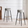thumbnail image 3 of Duhome Elegant Lifestyle Backless Bar Stools Set of 2, Velvet Barstools Bar Height Round Stool Kitchen Island Stool, Gray, 3 of 11