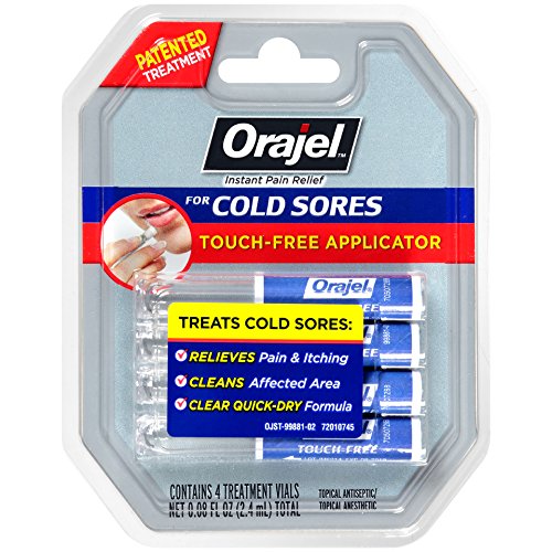2 Pack Orajel TouchFree Applicator for Cold Sores, 4 Treatment Vials Each