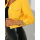 thumbnail image 4 of Chaqueta de mezclilla corta casual básica de manga larga con botones para mujer Amarillo S, 4 of 6