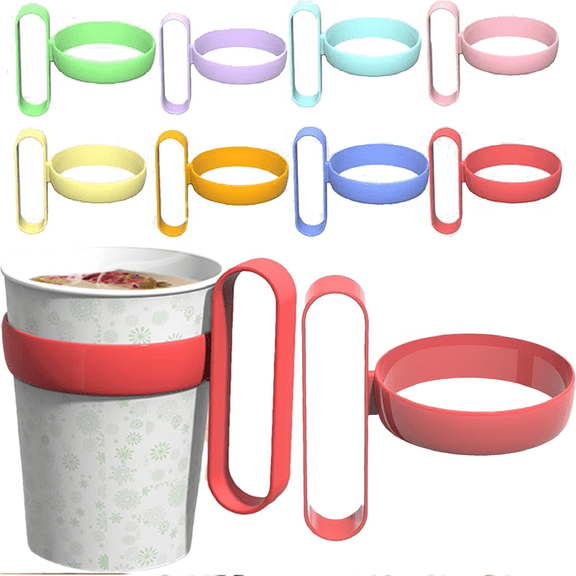 Reusable Silicone Cup Holder with Handle – Anti-Scalding Coffee Sleeve for Hot Drinks, Fits Most Disposable Cups, Accessory for Office, Home & Party (RL Mix Color, 10 PCS)