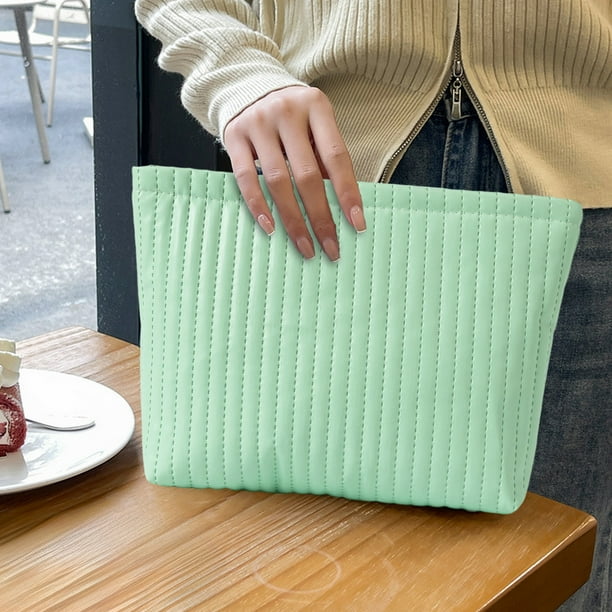 A Hand-take Waterproof Bag Knitted Bag Striped Color-blocked Cosmetic Bag Cosmetic Bag Portable Cosmetic Bag Ins-style Pencil Case