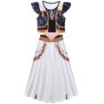 thumbnail image 2 of Halloween Costume Pop Star Stage Outfit Black Gold Crop Top and Long Skirt 2-Piece Outfit,Pop Idol Dress Up Set for Halloween,Cosplay and Theme Parties,Size 140, 2 of 7