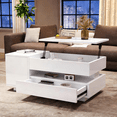thumbnail image 3 of Noble House 37.4" Height-Adjustable Coffee Table with LED Light,White, 3 of 10