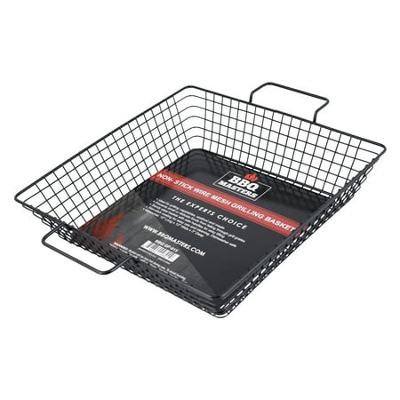 BBQ Masters Non-Stick Wire Mesh Grilling Basket - Grill Topper Barbecue Pan - Cook Vegetables, Seafood, (Best Way To Bbq Vegetables)