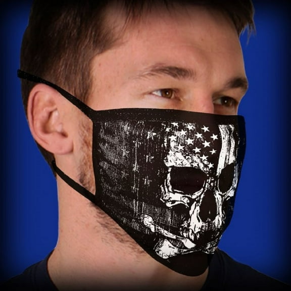 Flag Skull Design Face Mask – Soft, Cotton, Double Layer, Breathable, Covers Nose & Mouth for Unisex