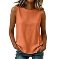 thumbnail image 3 of Ihhxva Women's Cotton Sleeveless Tops Crew Neck Tank Top Side Slit Button Detail Solid Color with Pockets Stretchable Summer Exterior Pocket Fit Closure Casual Work Party Tunic S-2XL, 3 of 9