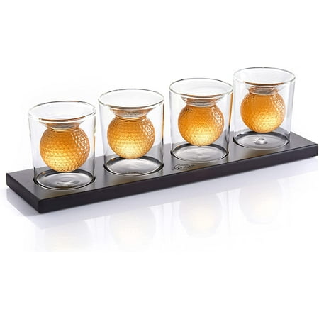 

CRAFTGEN Golf Whiskey Tasting Glasses Bourbon Glasses Set of 4 with Flight Board