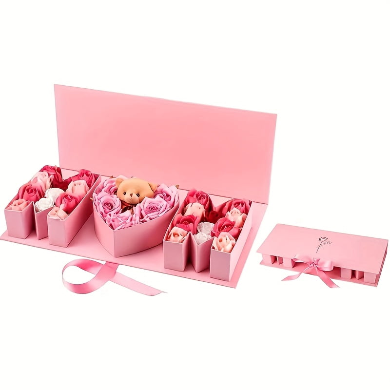 1 Sets Mother's Day Mom Flower Gift Box Red/Black/Pink with 18'' x 7.7'' x 2.7'' Empty MOM Letter Shaped Box Gift Bags Greeting Cards for Mother's Day Birthday Flower and Arrangements