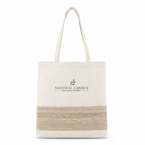 Natural Banana Fabric Tote Bag with Textured Bottom Panel, Reusable Eco-Friendly Shopping Handbag for Women, Office, Travel, Grocery and Daily Use