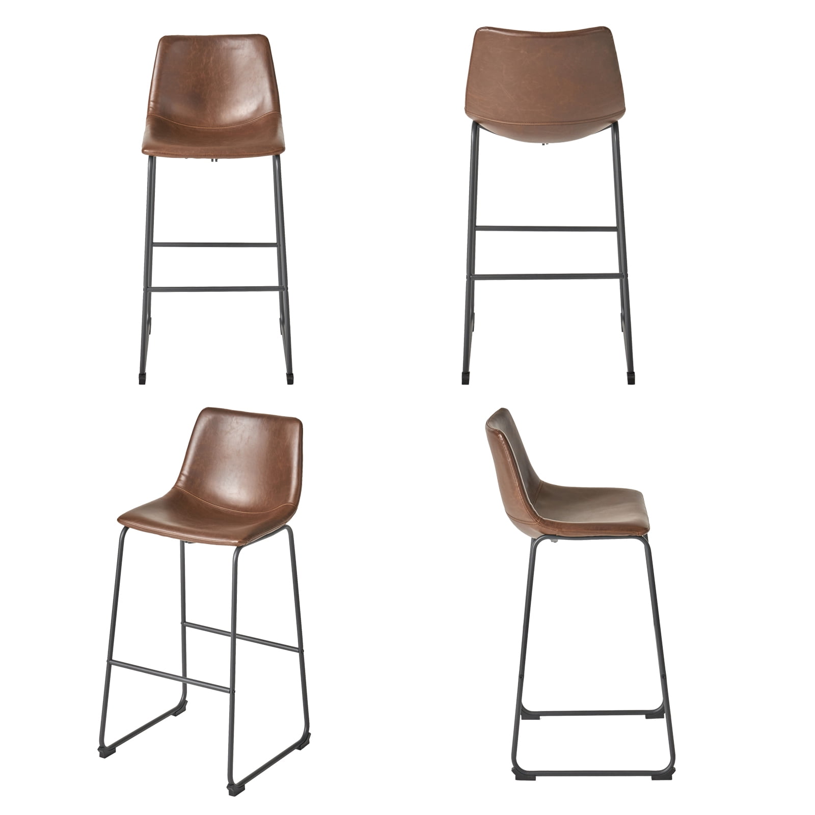 Kadyn PU Faux Leather Counter Bar Height Stools with Back, Upholstered Modern Armless Stool, Vintage Brown Pub Chairs for Dining Room Coffee House Rustic Bar Kadyn PU Faux Leather Counter Bar Height Stools with Back, Upholstered Modern Armless Stool, Vintage Brown Pub Chairs for Dining Room Coffee House Rustic Bar