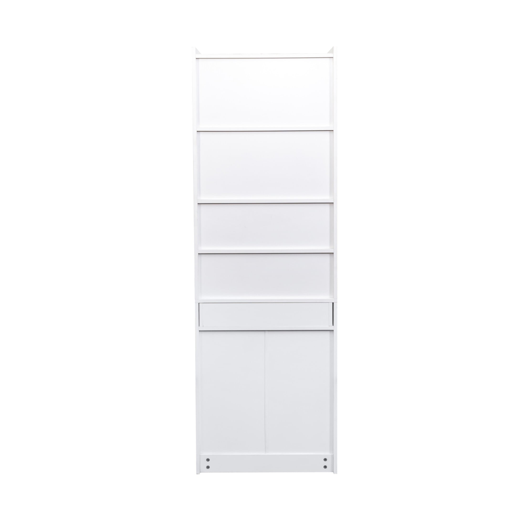 Dealtops Fold-Out Convertible Writing Desk with Storage Cabinet, Space-Saving Bookshelf with Drawer for Home, White