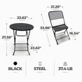 thumbnail image 3 of Four Seasons Courtyard Padova Foldable 3 Piece Bistro Dining Set, Black, 3 of 7