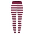 thumbnail image 6 of COMVALUE Women's Leggings Striped Tights High Waist Elastic Waistband Party Yoga Stirrup Pants Red Size S, 6 of 7