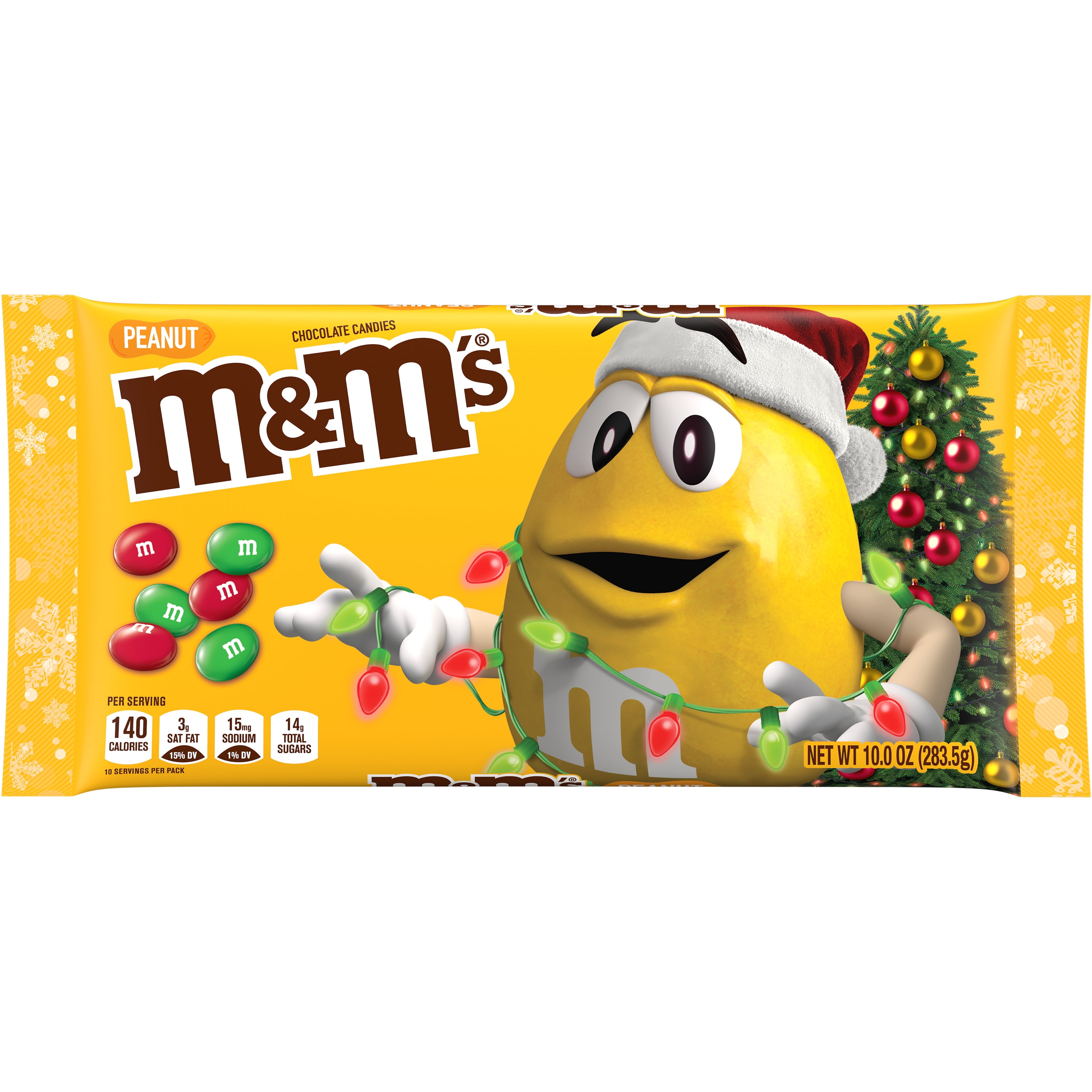 M&M's Holiday Peanut Milk Chocolate Christmas Candy 10 oz Bag