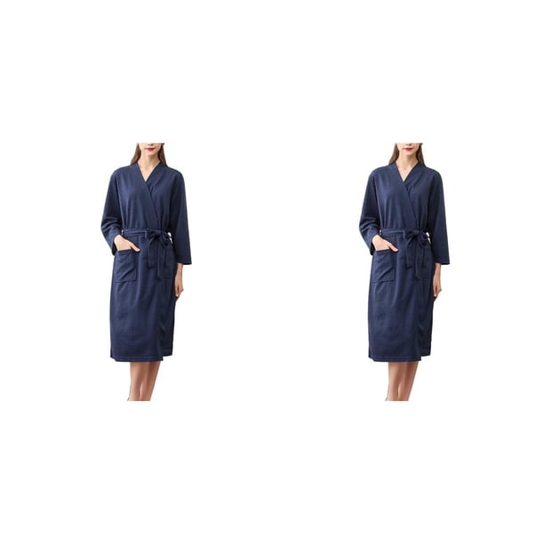 Albornoz de baño de absorción de agua Inteprter para mujer azul marino M 2piezas