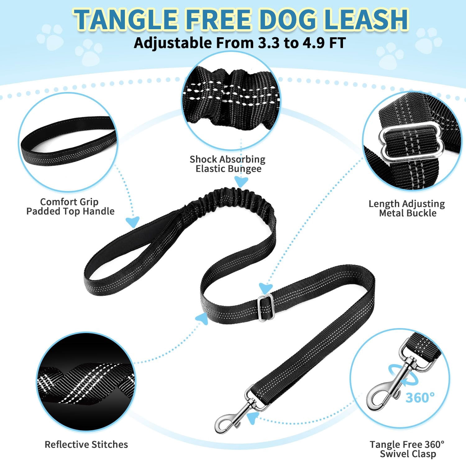 No Pull Small Dog Harness And Leash Set  Puppy Soft Vest Neck & Chest Adjustable Reflective Lightweight Anti-twist Pet Lead Combo For Medium Dogs (black Xs)