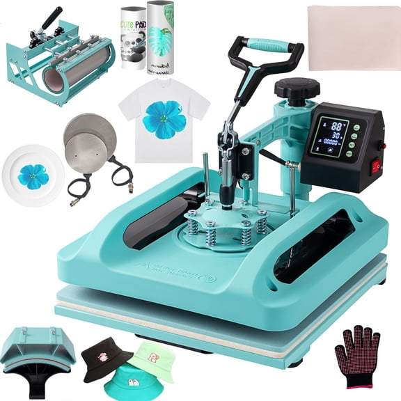 Yonopro 5 in 1 Heat Press Machine, 15x15 inch Sublimation Heat Press, Professional Digital Heat Transfer Pressing with 30OZ Tumbler Press, Multifunction Combo for T-shirt Hat Cap Plate