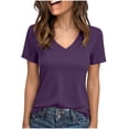 thumbnail image 2 of Eagokdc Womens T Shirt Casual V-Neck Large Loose Soft Tee Lightweight Short Sleeve Basic Plus Tops Blouse Size S-2XL, 2 of 8